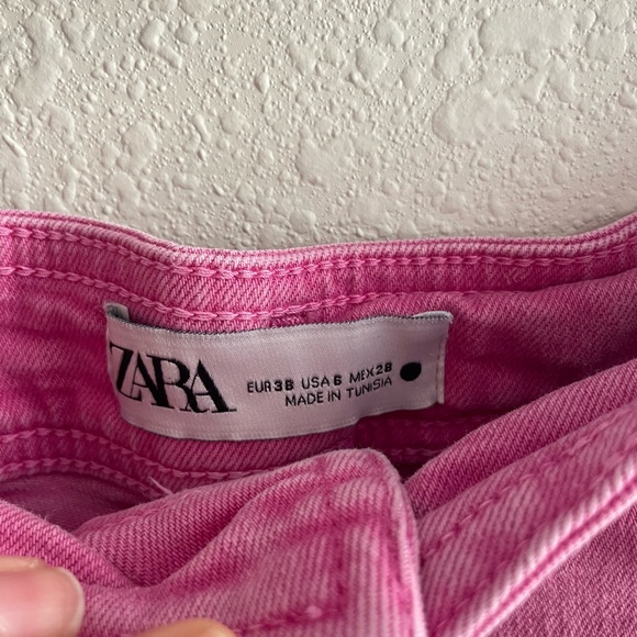Zara Pink Flare Wide Leg Jeans - Picture 2 of 3